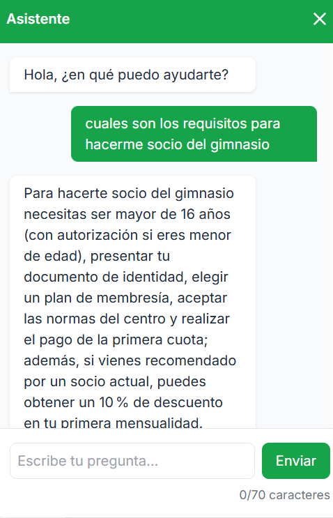Captura de pantalla de conversación real con chatbot respondiendo consulta sobre horarios