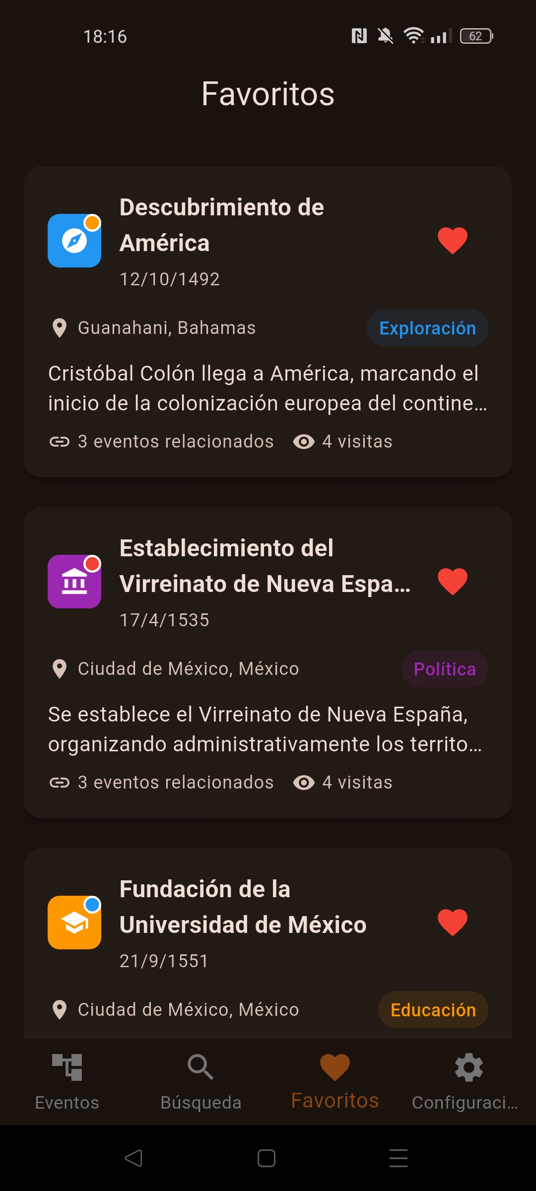 Favoritos en modo oscuro